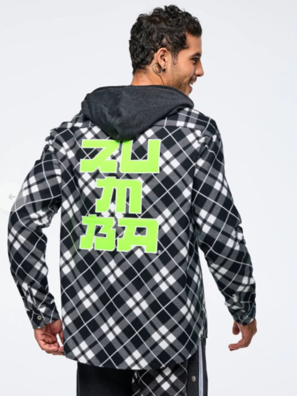 Zumba Wear Eastern Flavor Flannel Shacket With Hood XL/XXL